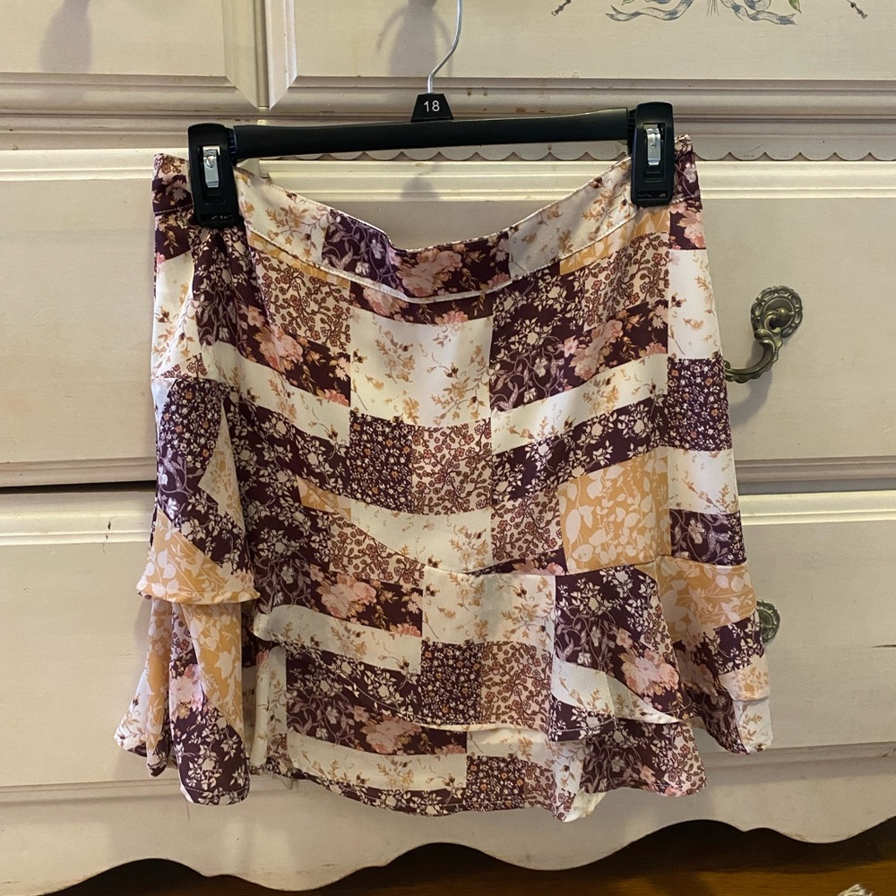 Layered Floral Patch Skirt